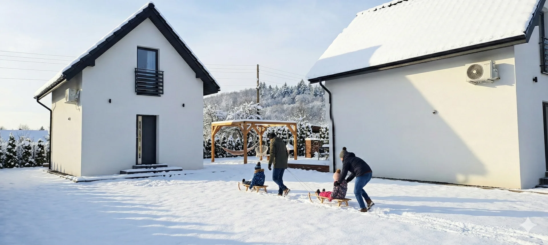 Domek pod Sosnową Górą 2, Zima, Śnieg, Narty, Noclegi Żelazno, Kotlina Kłodzka, Góry, Sudety, Wypoczynek